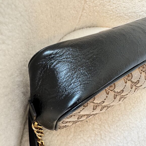 Gucci GG Marmont Shoulder Bag Diagonal Quilted GG Canvas with Leather Small - Picture 4 of 15